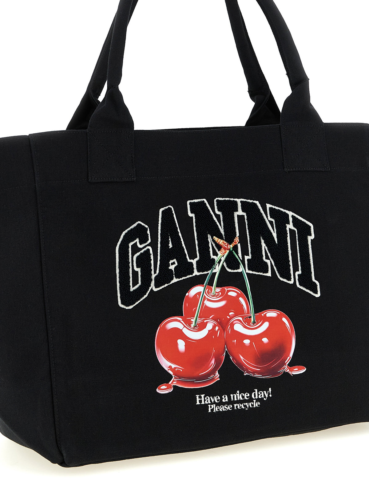 Ganni Black Recycled Cotton Tote Women's Tote Bag - Ref GA327963BM