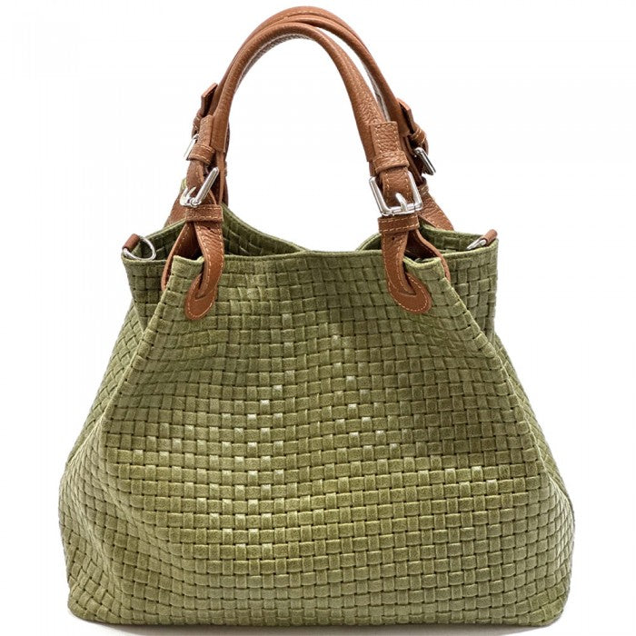 Debora IN Leather Shoulder Bag - Olive Green