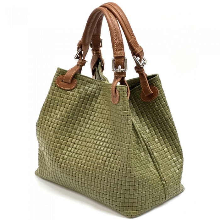 Debora IN Leather Shoulder Bag - Olive Green
