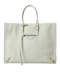 Balenciaga White Yellow Exotic Skin Leather Shopping Tote PAPIER Bag