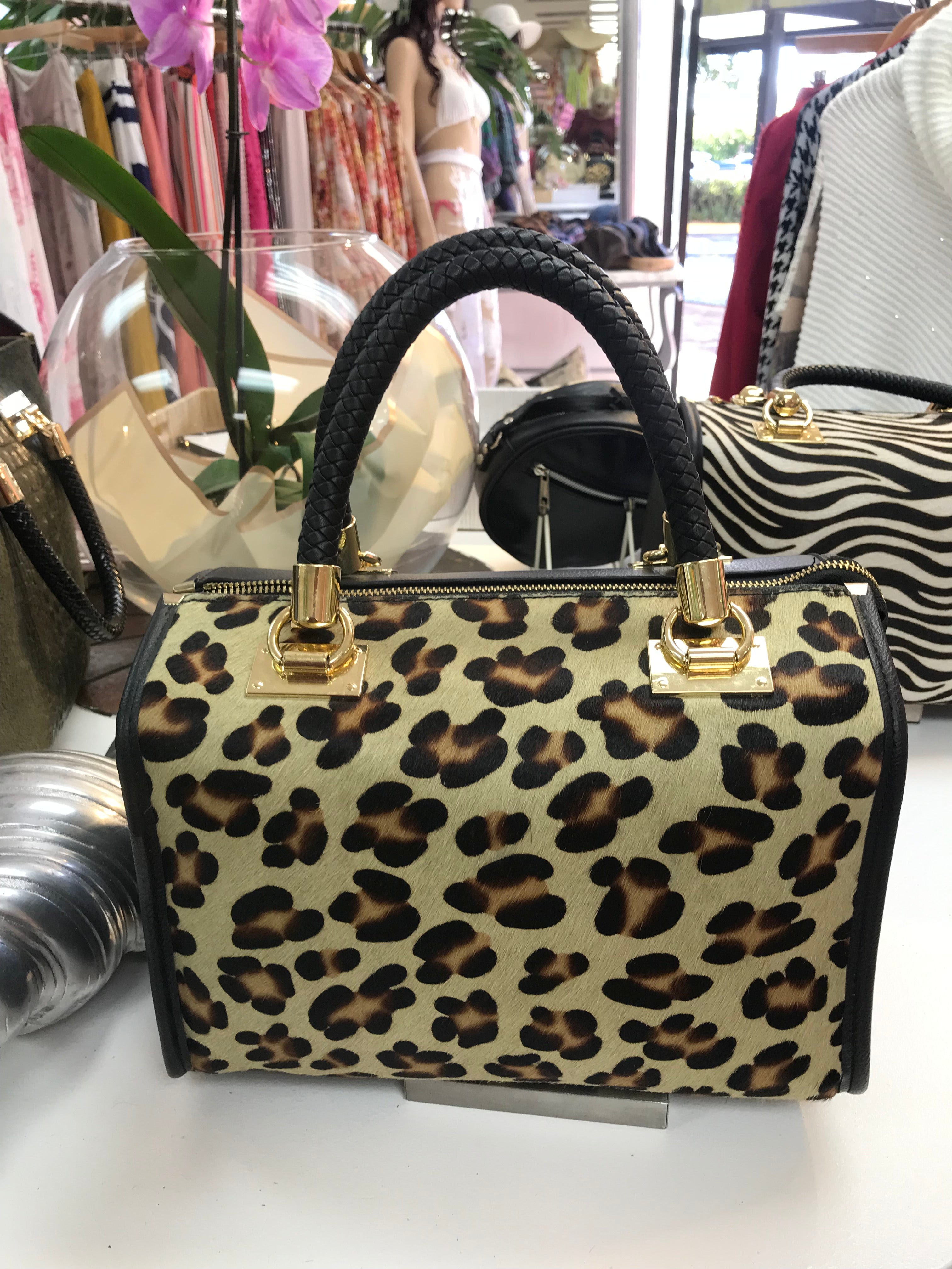 Animal Print Italian Leather Handbag