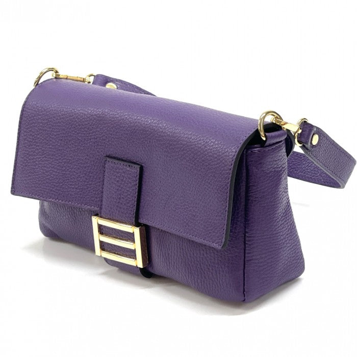Elisabetta Shoulder Calf-Skin Leather Bag - Purple