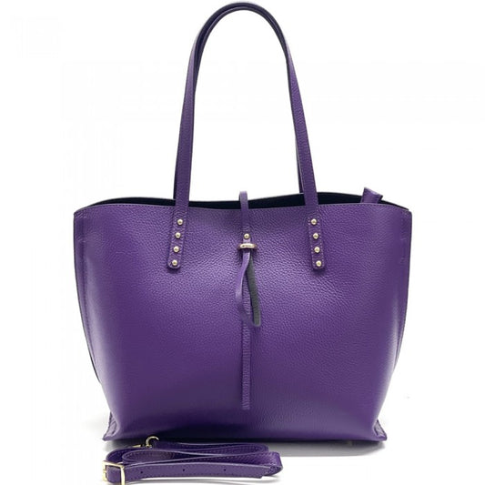 Belinda Leather Shopping Bag - Purple