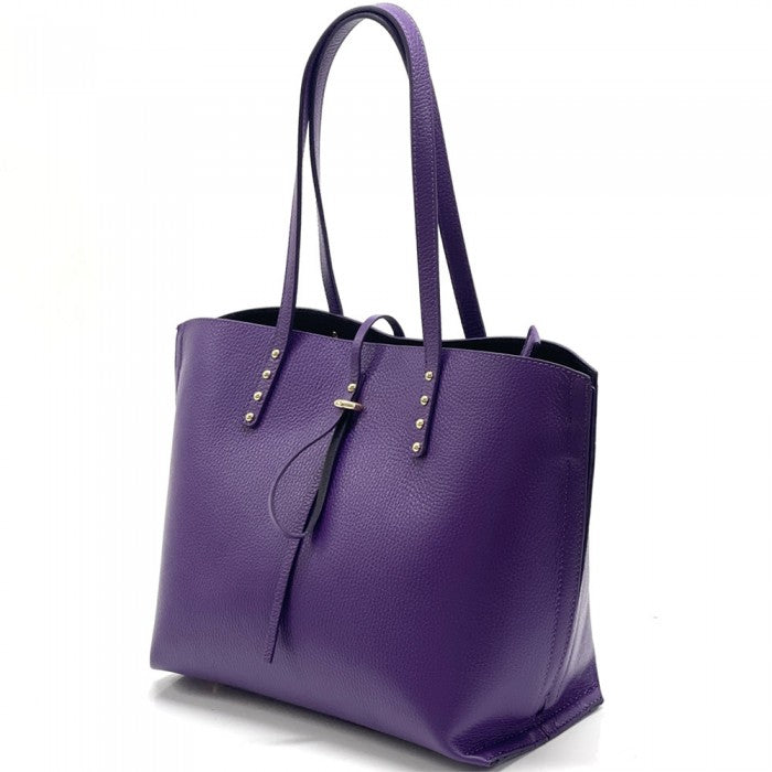 Belinda Leather Shopping Bag - Purple