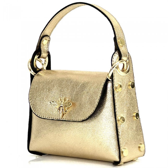 Virginia Leather Handbag - Plain Gold