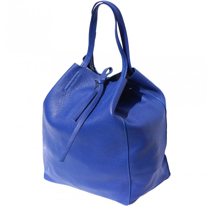 Babila Italian Genuine Leather Tote Bag - Electric Blue