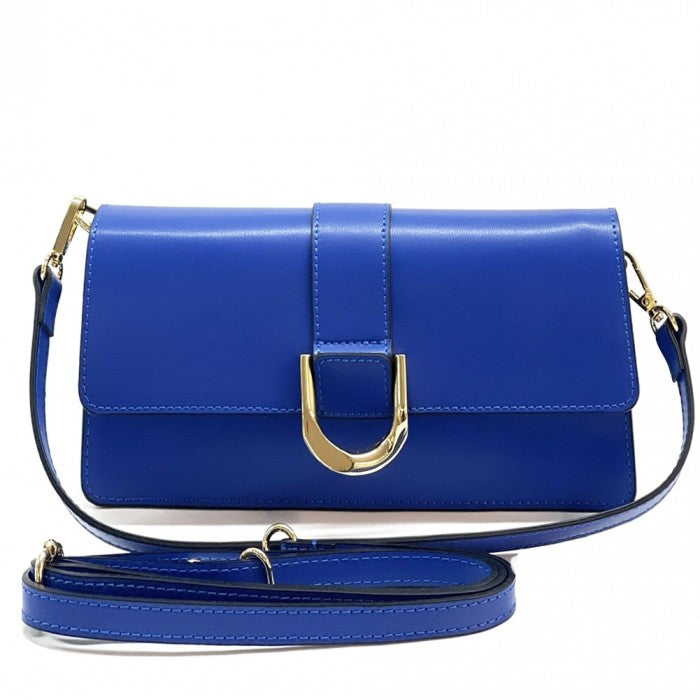 Maia Cow Leather Shoulder Bag - Indigo Blue