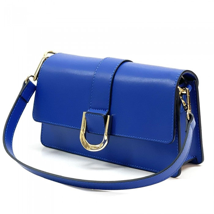 Maia Cow Leather Shoulder Bag - Indigo Blue