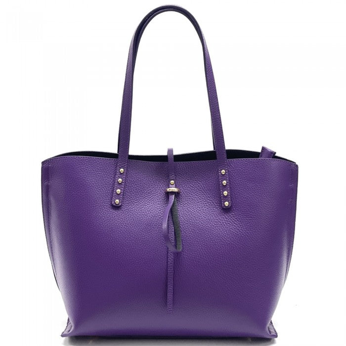 Belinda Leather Shopping Bag - Purple