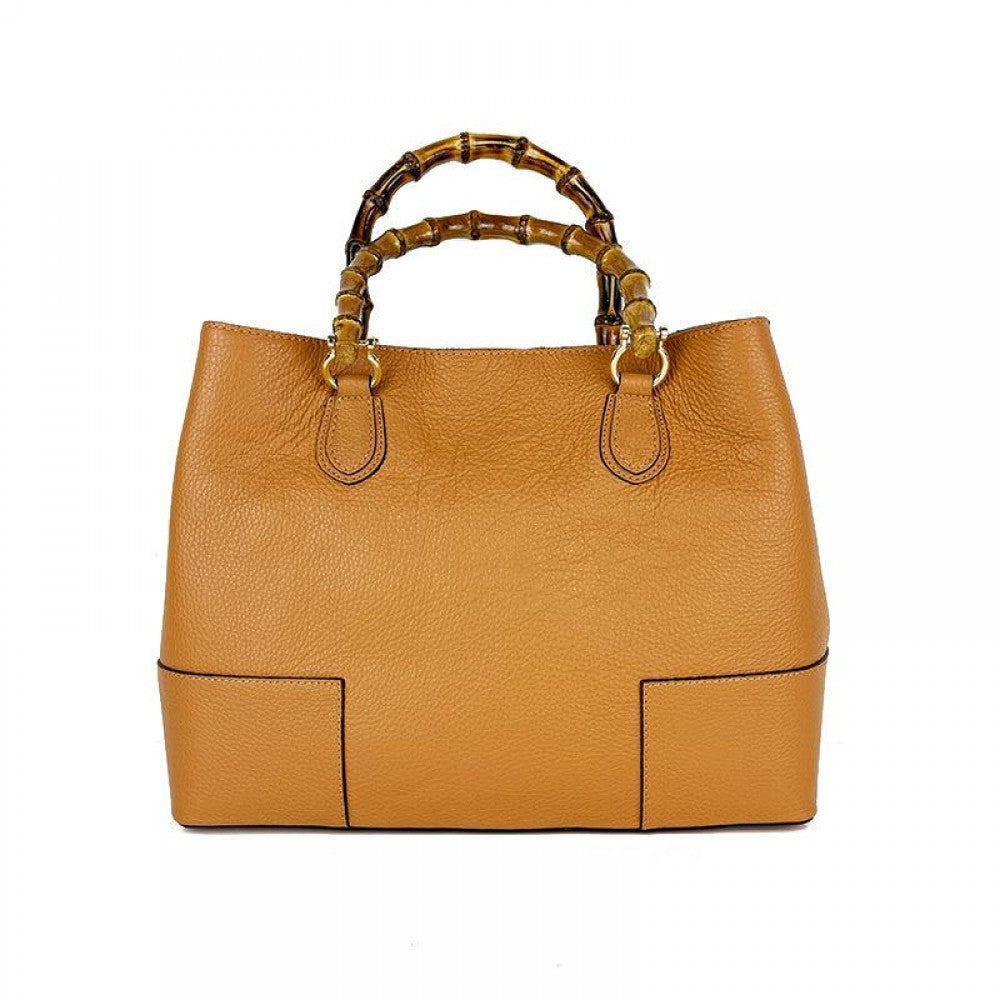 Brown Bamboo handles Handbag made in Italy
