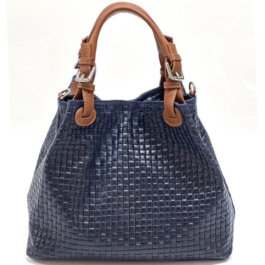 Debora IN Leather Shoulder Bag - Navy Blue