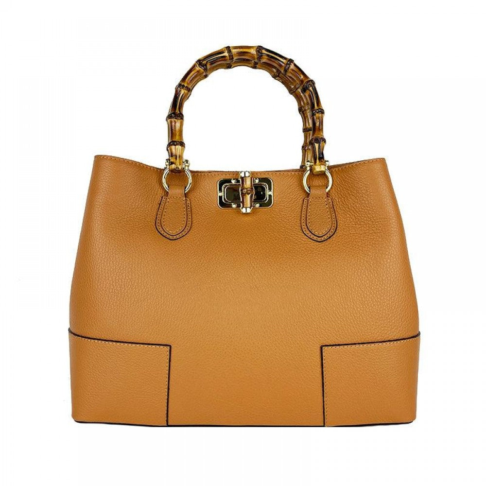 Brown Bamboo handles Handbag made in Italy
