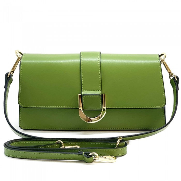 Maia Cow Leather Shoulder Bag - Avocado Green