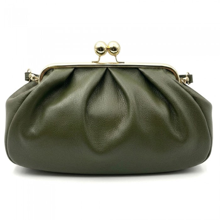 Brunella Frame Cow Leather Bag - Olive Green